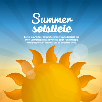summer solstice vacations day bright sun blue sky shine vector illustration