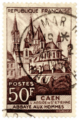 Abbaye Aux Hommes French Postage Stamp