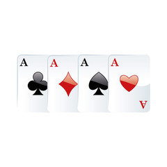Four aces playing cards poker winner hand
