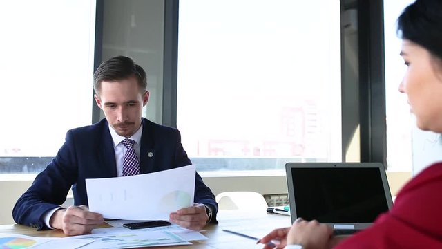 buisness meeting in office boy and girl