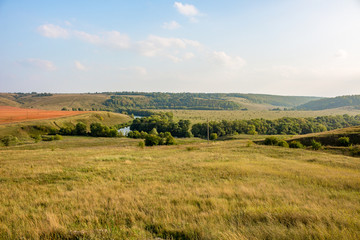 Fototapeta na wymiar View of the Krasivaya Mecha River Valley. Kozie village, Efremovskiy district, Tulskaya region, Russia 
