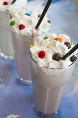 Two milkshakes closeup