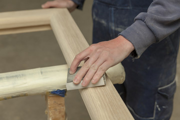 wooden window detail, close up
