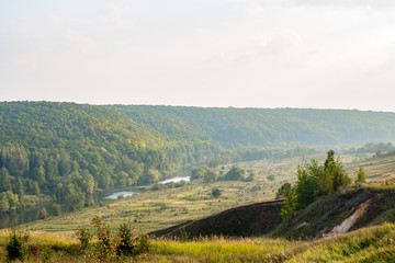 Naklejka premium The valley of the Krasivaya Mecha River. Efremovsky district, Tula region, Russia 