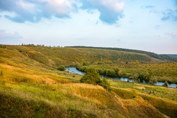 Fototapeta na wymiar The valley of the Krasivaya Mecha River. Efremovsky district, Tula region, Russia 