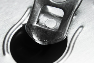 Close-up of a beverage can closure