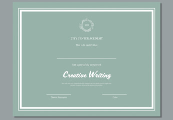 Certificate Layout with Green Background