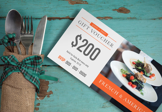Restaurant Gift Voucher with Orange Accents