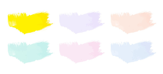 Vector colorful paint smear stroke stain set. Abstract textured art illustration. Acrylic Texture Paint Stain Illustration. Hand drawn brush strokes vector elements. Spring and summer colors.