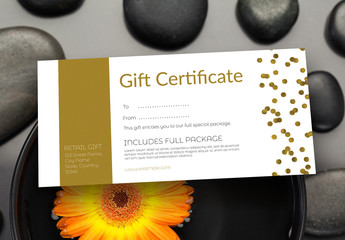 Gift Certificate Layout with Gold Accents - Powered by Adobe