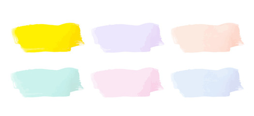 Vector colorful paint smear stroke stain set. Abstract textured art illustration. Acrylic Texture Paint Stain Illustration. Hand drawn brush strokes vector elements. Spring and summer colors.