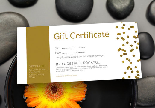 Gift Certificate Layout with Gold Accents