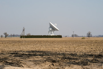 Antenna in the astronomical observatory. Space observation devices in a science center.