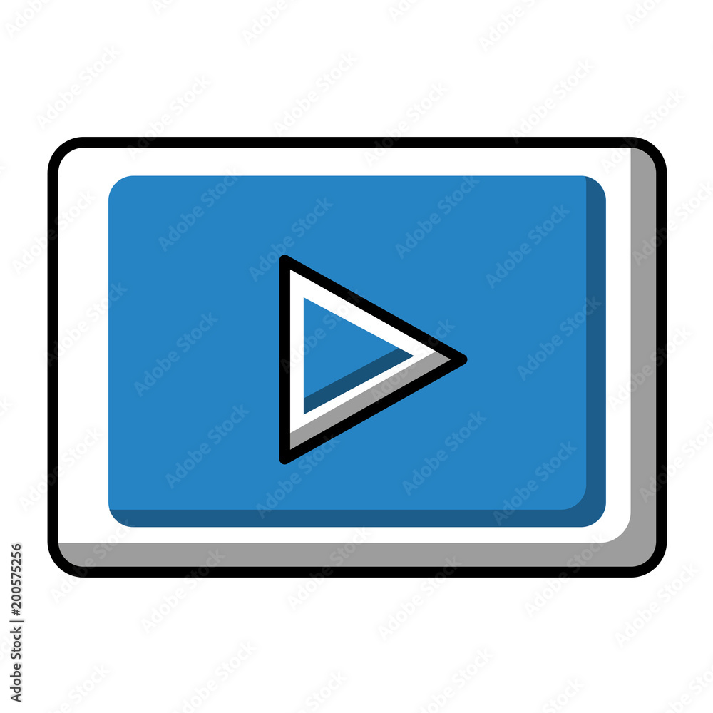 Poster button video player digital image vector illustration