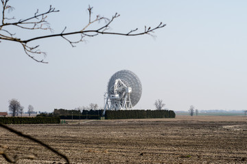 Antenna in the astronomical observatory. Space observation devices in a science center.