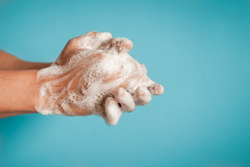 Person washing hands. Body hygiene concept.  - Powered by Adobe
