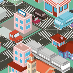 isometric city scene icons