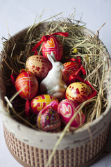 Easter basket with a rabbit
