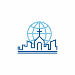 Naklejka premium Church logo. Holy Church in the city