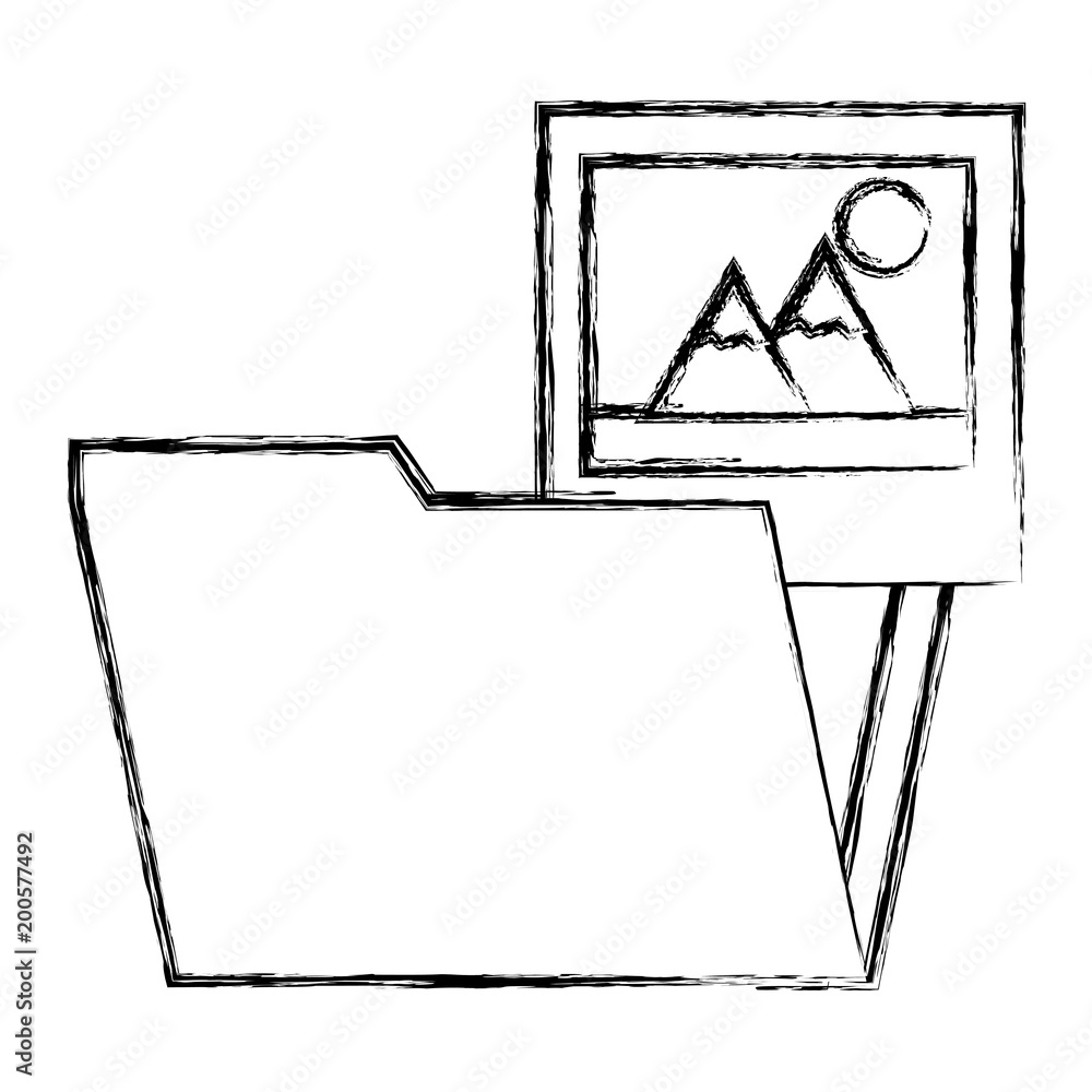 Poster folder document with picture file vector illustration design