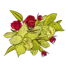 vector bouquet of flowers for the design of cards, invitations, price tags, poster