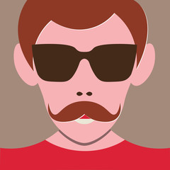 Hipster mit Moustache und Sonnenbrille