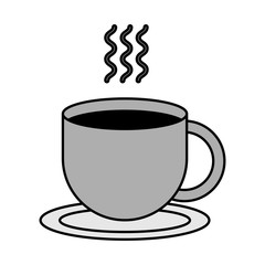 hot coffee cup beverage on saucer vector illustration