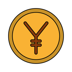 business bank coin yen money oriental vector illustration