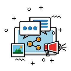 tablet device with social media icons vector illustration design