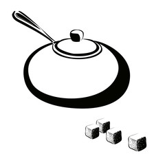 Obraz premium sugar bowl with a spoon of sugar pieces