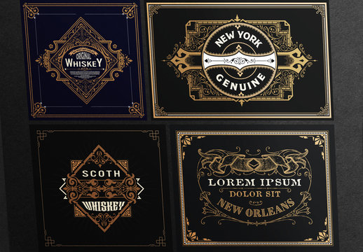 4 Vintage-Style Gold Label Layouts