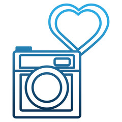 photo camera love heart social media vector illustration degraded color blue