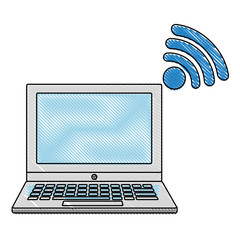 laptop computer connection wifi internet vector illustration drawing style