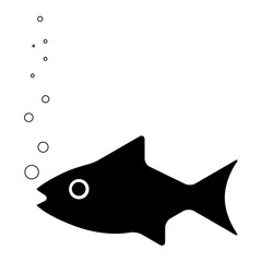Fish In Water - Vector Icon - Vector Pictogram - Isolated On White Background
