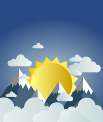 paper art mountain scene