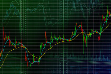 Stock market candle bars graph, trend up