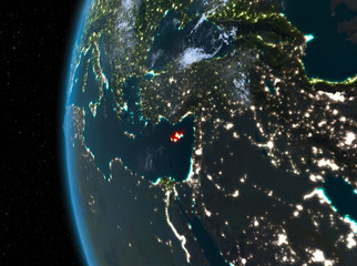 Cyprus in red at night