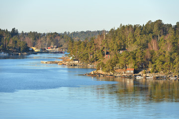 Stockholm archipelago, largest archipelago in Sweden, and second-largest archipelago in Baltic Sea. Archipelago extends from Stockholm roughly 60 kilometres (37 mi) to east. Early spring