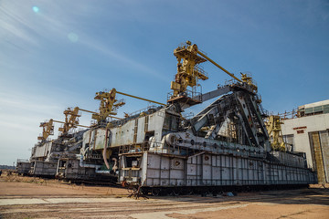 Abandoned transport and installation unit "Grasshopper" for spaceship Buran and Energy launch vehicle at cosmodrome Baikonur