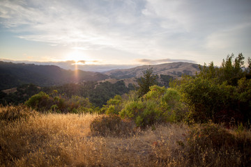 Looking east at sunset in the Marin Headlands
