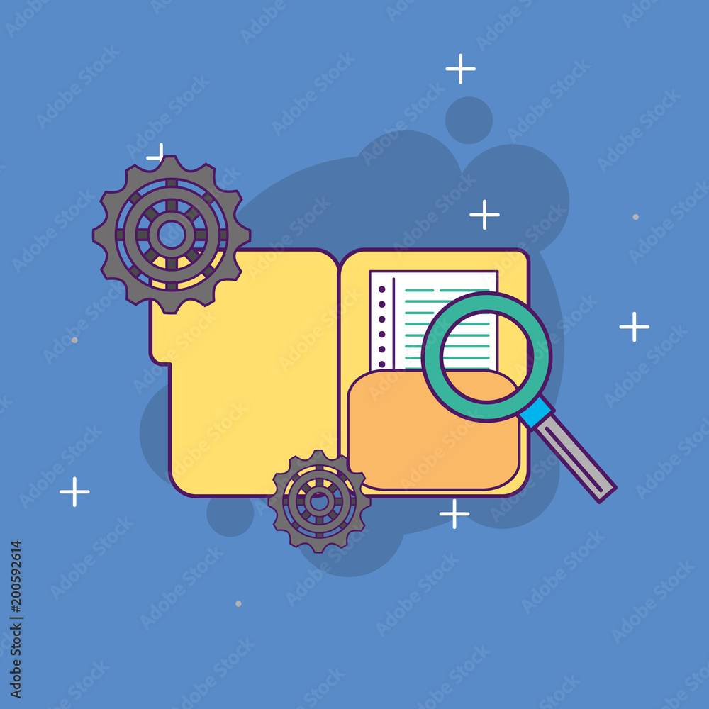 Poster folder file data dcoument search analysis vector illustration