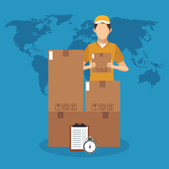 Courier with box express delivery vector illustration graphic design
