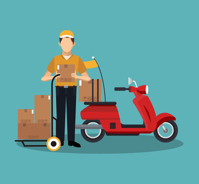 Courier with box express delivery vector illustration graphic design