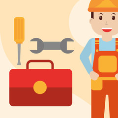 repairman technician toolbox wrench screwdriver vector illustration