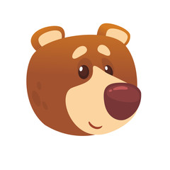 Obraz premium Cartoon cute bear icon. Vector illustration of a cool bear head. Great for print, sticker, banner or emblem. Design element isolated on white