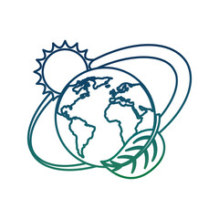 planet earth sun and leaf ecology energy alternative  vector illustration degraded color