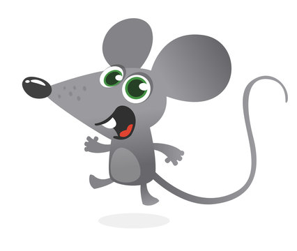 Cartoon gray mouse talking. Vector illustration isolated