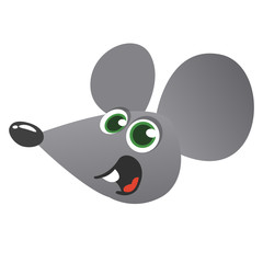 Cute cartoon mouse head icon. Vector illustration isolated