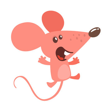 Cute cartoon mouse dancing. Vector illustration isolated