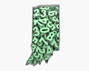 Indiana IN Map Numbers Math Figures Economy 3d Illustration